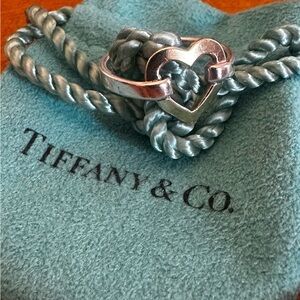 Tiffany & Co. Silver 18K $ Sterling Heart Ring 4.25